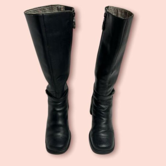 Tommy Hilfiger Shoes - VTG Y2K 90s Tommy Hilfiger Black Chunky Platform Block Heel Buffy Boots 8 Zip